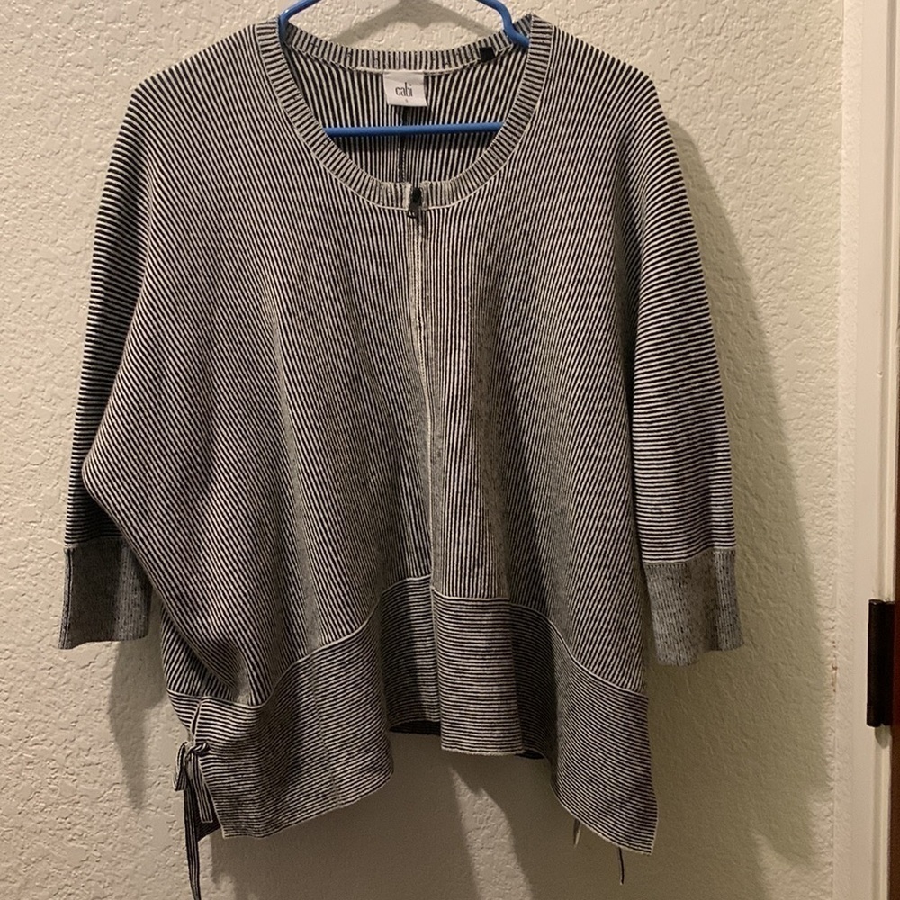CAbi Black and Gray Cardigan Sweater